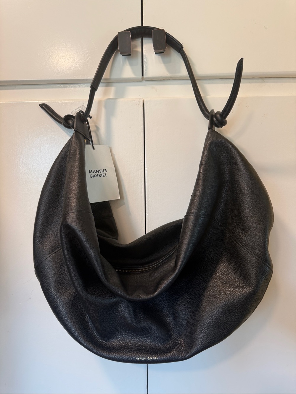 Mansur Gavriel Black Pebbled Leather Slouch Hobo Shoulder Bag New With Tag